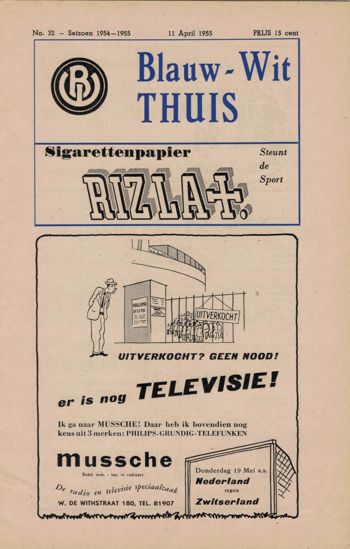 AZ Programma 11-apr-1955 Blauw-Wit uit